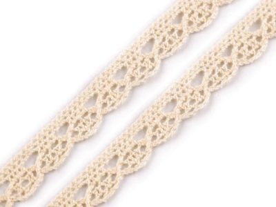 Bavlněná krajka paličkovaná šíře 10 mm návin 22 metrů{% if variant.name %} – 3 (14 mm) režná{% endif %}