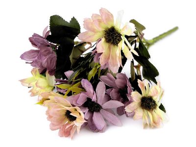 Umělá chryzantéma / kytice{% if variant.name %} – 2 béžová nejsv. fialová{% endif %}
