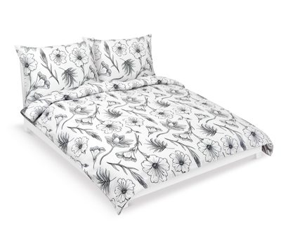 Povlečení krep na dvoudeku Bílá,Šedá 80/935{% if variant.name %} – 1ks 200x200, 2ks 70x90 cm{% endif %}