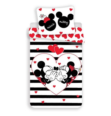 Povlečení Mickey a Minnie stripes bavlněné 140/200, 70/90 cm{% if product.brand.name %} – Jerry Fabrics{% endif %}