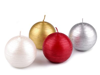 Adventní / vánoční svíčka koule metalický lesk Ø6 cm{% if product.brand.name %} – Stoklasa{% endif %}