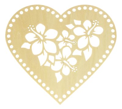 Dno - víko překližkové Natur srdce květinové 20x18 cm / otvory 6 mm{% if product.brand.name %} – VLNIKA{% endif %}