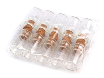 Skleněná lahvička  13x25mm s korkem 10 kusů – fotka 1
