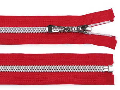Spirálový zip se stříbrnými zoubky šíře 7 mm délka 55 cm{% if variant.name %} – 148 červená{% endif %}