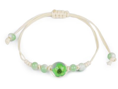 Náramek shamballa s korálky a květem{% if variant.name %} – 3 zelená sv.{% endif %}