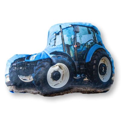 Tvarovaný mikroplyšový polštářek Traktor modrý Polyester, 34x24 cm{% if product.brand.name %} – DETEXPOL{% endif %}