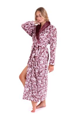 Flora Mauve Wine - Dámský Župan s Límcem - Model 25 56 4803{% if variant.name %} – XL{% endif %}