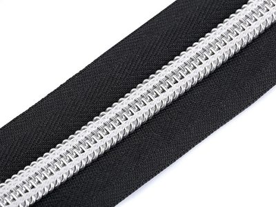 Zip spirálový šíře 10 mm metráž se stříbrnými zoubky{% if product.brand.name %} – Stoklasa{% endif %}