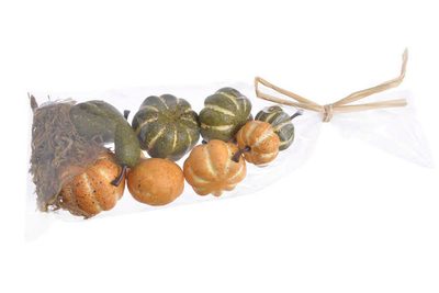 Umělé mini dýně 8 kusů - zelená/žlutá mix - Canea