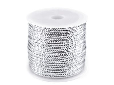 Dutinka s lurexem šíře 2 mm plochá návin 30 metrů{% if variant.name %} – 3 stříbrná{% endif %}