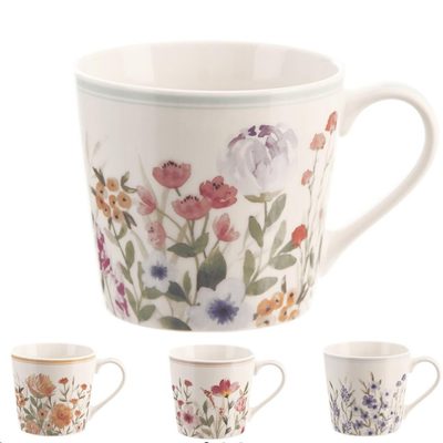 Hrnek porcelánový KVĚT 0,44 l mix sada 4 ks - dia 9,5 x 9 cm{% if product.brand.name %} – Morex{% endif %}