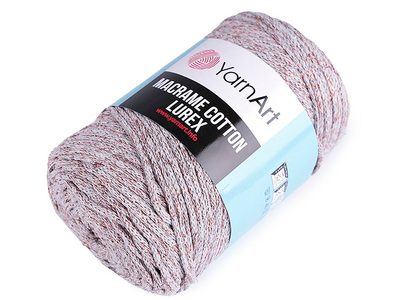 Pletací příze Macrame Cotton lurex 250 g - 5 (727) šedá světlá měděná