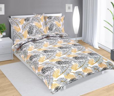 Bavlněné povlečení Šedá,Žlutá 90/153{% if variant.name %} – 140x220 cm, 70x90 cm{% endif %}
