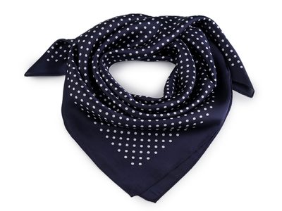 Saténový šátek puntík 65x65 cm{% if variant.name %} – 3 modrá tmavá{% endif %}