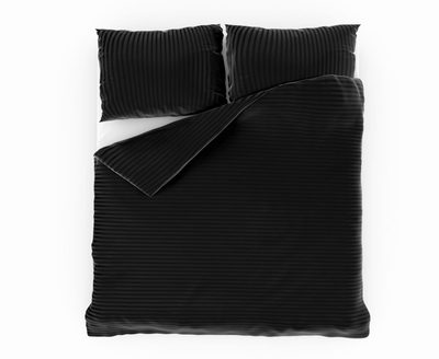 saténové povlečení s proužkem 1+2, 220x200, 70x90cm ČERNÉ – fotka 1