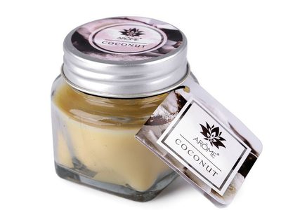 Malá vonná svíčka ve skle s jmenovkou{% if variant.name %} – 13 (Coconut) krémová{% endif %}