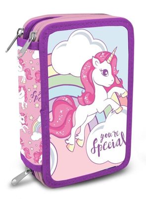 Třípatrový plný penál Jednorožec Polyester, 20x13x6 cm{% if product.brand.name %} – EUROSWAN{% endif %}