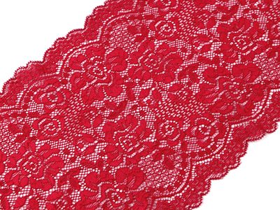 Elastická krajka / vsadka / běhoun šíře 18 cm METRÁŽ{% if variant.name %} – 4 červená tmavá{% endif %}