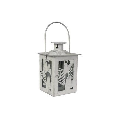 Mini lucernička se srdíčky bílo-stříbrná 11,5 cm – elegantní romantická dekorace K1998{% if product.brand.name %} – Morex{% endif %}