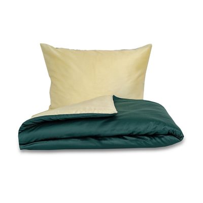 Saténové povlečení LUXURY COLLECTION tmavě zelené/smetanové{% if variant.name %} – 1x 140/220, 1x 70/90cm{% endif %}