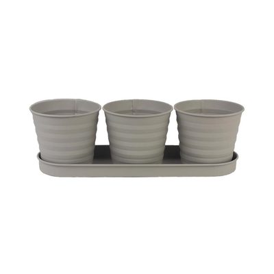 Sada 3 květináčů s táckem K2570-21 - 32,5 x 9,8 x 10,5 cm{% if product.brand.name %} – Morex{% endif %}