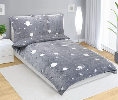 Povlečení MIKROFLANEL Šedá,Bílá 95/293 140x200, 70x90 cm{% if product.brand.name %} – Bellatex{% endif %}