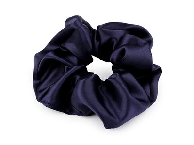 Saténová scrunchie gumička do vlasů - 38 modrá tmavá