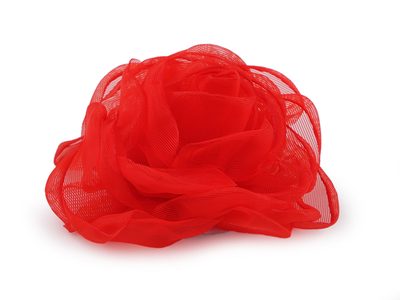 Organzový květ růže k našití a nalepení Ø8 cm{% if variant.name %} – 5 červená{% endif %}