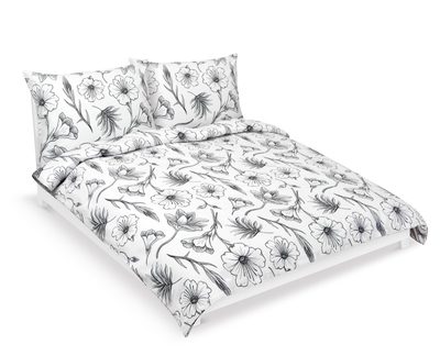 Krepové povlečení na dvoudeku Bílá,Šedá 80/935{% if variant.name %} – 200x200 cm, 2ks 70x90 cm{% endif %}