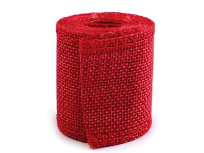Stuha IMITACE juty šíře 50 mm aranžovací{% if variant.name %} – 4 (210) červená tmavá{% endif %}
