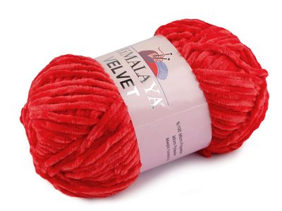 Pletací žinylková příze Velvet 100 g - 11 (90018) červená
