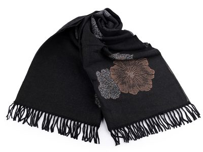 Šátek / šála typu kašmír s třásněmi, květy 70x190 cm{% if product.brand.name %} – Stoklasa{% endif %}