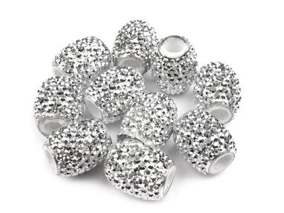 Plastové korálky s velkým průvlekem 13x15 mm 5 kusů{% if variant.name %} – 4 (058) stříbrná{% endif %}
