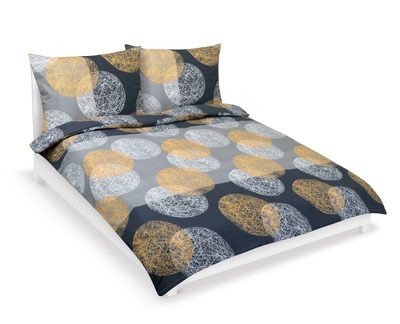 Bavlněné povlečení na dvoudeku Oranžová,Šedá 90/865{% if variant.name %} – 200x200 cm, 2ks 70x90 cm{% endif %}