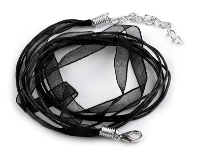 Víceřadá šňůrka s karabinkou délka 46 cm{% if variant.name %} – 6 černá{% endif %}