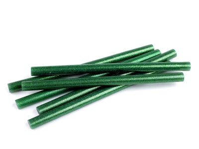 Barevné tavné lepidlo Ø11 mm s glitry balení 6 KUSŮ{% if variant.name %} – 4 zelená{% endif %}