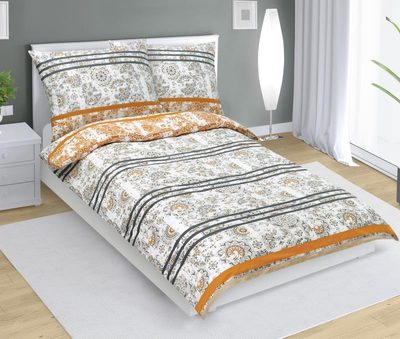Povlečení bavlněné Šedá,Oranžová 90/277{% if product.brand.name %} – Bellatex{% endif %}