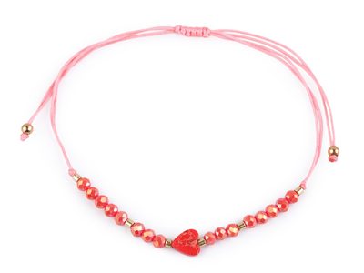 Náramek shamballa srdce a broušené korálky s AB efektem{% if variant.name %} – 4 růžová korálová{% endif %}