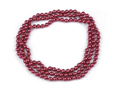 Perlový náhrdelník dlouhý, retro{% if variant.name %} – 3 (Ø8 mm) bordó sv.{% endif %}