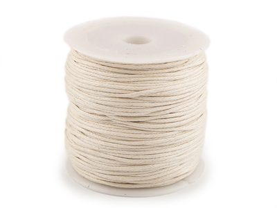Šňůra bavlněná Ø0,8 mm voskovaná návin 25 metrů{% if variant.name %} – 2 režná světlá{% endif %}