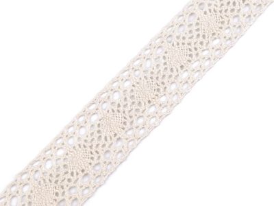 Krajka / vsadka paličkovaná šíře 33 mm návin 22 METRŮ{% if variant.name %} – 2 režná světlá{% endif %}
