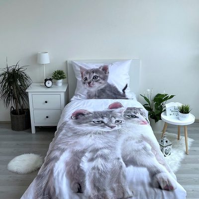 Povlečení Kitten grey 140x200, 70x90 cm – fotka 1