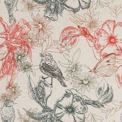 Látka - Dana Přírodní,Šedá,Červená 48/809 šířka 140 cm{% if product.brand.name %} – Bellatex{% endif %}