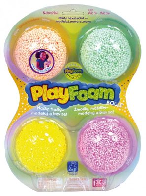 PlayFoam® Modelína/Plastelína kuličková 4 barvy na kartě 19,5x27x3cm – fotka 1
