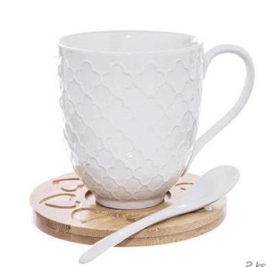 Hrnek, podšálek, lžička WHITELINE 2 ks O0136 - dia 8,5 x 9,5{% if product.brand.name %} – Morex{% endif %}