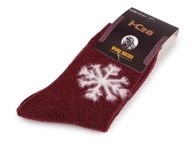 Ponožky vlněné teplé unisex - 8 vínová vločka