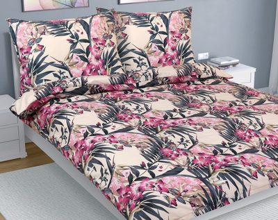 Bavlněné povlečení na dvoudeku Růžová,Zelená 90/208{% if product.brand.name %} – Bellatex{% endif %}