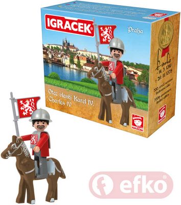 IGRÁČEK Karel IV. Praha set s koněm a doplňky v krabičce – fotka 1