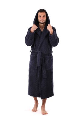 Bavlněný župan Athena s kapucí tmavě modrá 31 16 5952 unisex{% if variant.name %} – XL{% endif %}