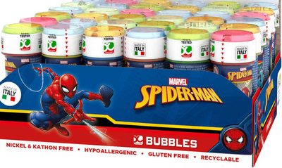 Bublifuk Spiderman 60ml dětský bublifukovač s hrou ve víčku – fotka 1